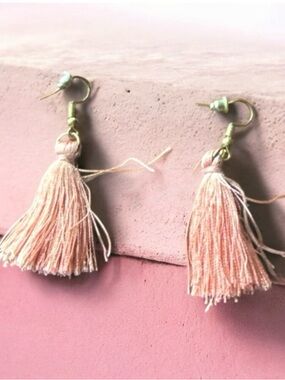 Boho Pink Tassel Drop Earrings - Unbranded